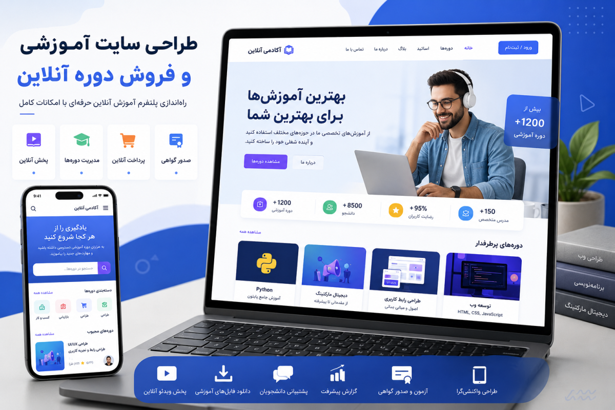 طراحی سایت آموزشی و فروش دوره آنلاین؛ از آموزش تا درآمدزایی در یک بستر حرفه‌ای