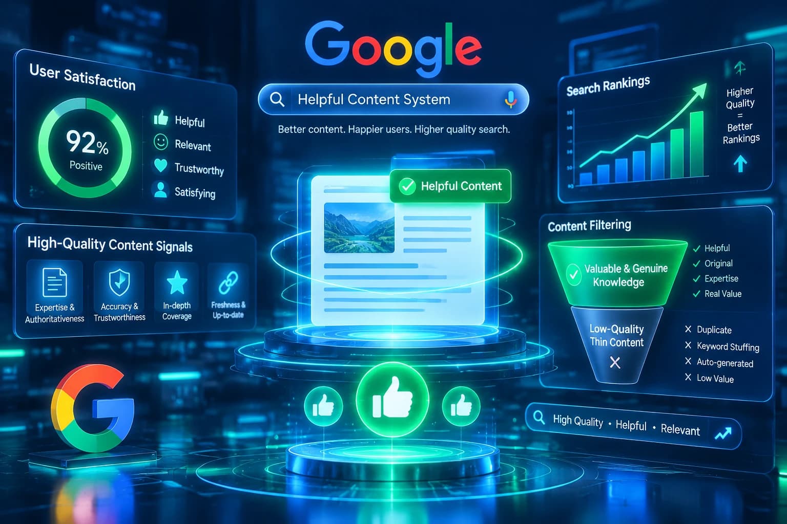 الگوریتم Helpful Content گوگل چیست؟ راهنمای جامع پاداش به محتوای اصیل و جریمه صفحات بی‌کیفیت