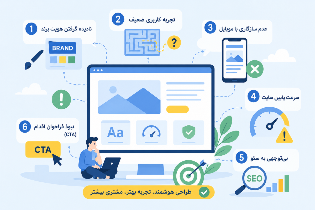 اشتباهات رایج در طراحی سایت که به برند شما آسیب میزند